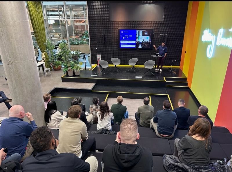 Founders working hands-on with AI tools at an AI Foundry workshop