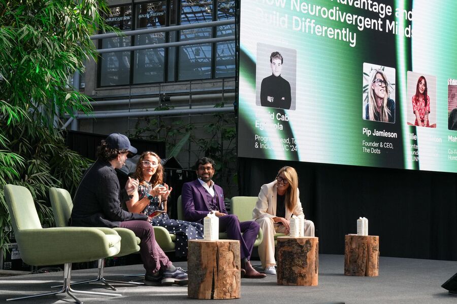 Mahdi Shariff on stage in conversation at TechBBQ